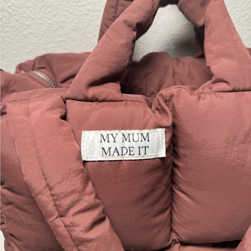 MyMumMadeIt Puffer Brown Tote Bag New - Picture 8 of 9